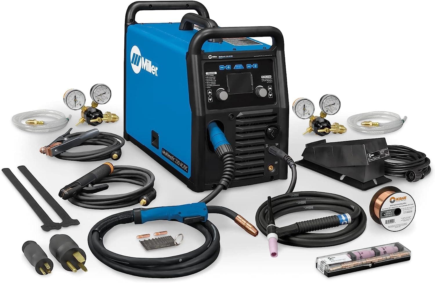 907757 Multimatic 220 AC/DC Multiprocess Welder - Versatile Multi-Process MIG, Flux-Cored & TIG Welder Machine - Portable Welding Machine with MIG Gun, TIG Torch & Multi-Voltage Plug 120V&240V