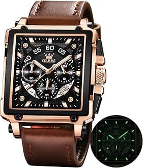 Watches for Men Quartz Chronograph Leather Fashion Dress Watch Date Waterproof Luminous Casual Square Business Wrist Watches …