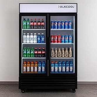 Commercial Beverage Refrigerator Merchandiser Fridge,Two Glass Door Display Drink Cooler with LED Light Adjustable Shelves,ETL Sanitation,30 Cu Ft,39.5" Wide(Hinge Door