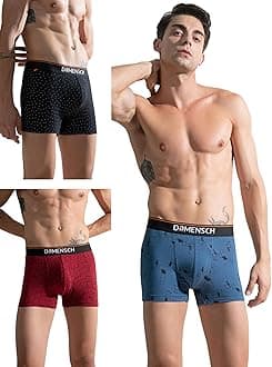 DAMENSCH Deo-Cotton Printed Underwear for Men Combo Breathable Inner for Men Cotton Trunks for Men Pack No-Marks Waistband Mens Underwear Moisture Wicking Underwear Pack of 3