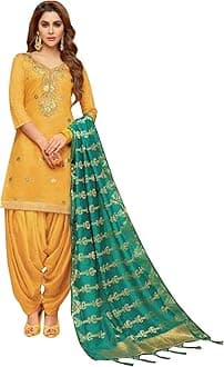 Women's Wear Heavy Chaderi slik Punjabi Shalwar Kameez Patiyala Suits Indian Pakistani Fancy Dress
