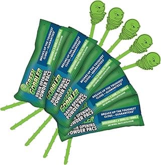 Green Gobbler Drain Opening Pacs - Tub, Sink & Drain Unblocker - Powder Toilet Drain Cleaner & Hair Clog Remover - Bathroom/Kitchen Sink Cleaner - (5) 233g Packs