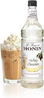 Monin - White Chocolate Syrup | Premium Syrup for Lattes, Mochas & More | Clean Label with No Artificial Flavors, No Artificial Preservatives (BPA-Free Plastic Bottle, 1 Liter)