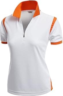 Women's Coolmax 2 Tone Collar Zipup Polo T-Shirt