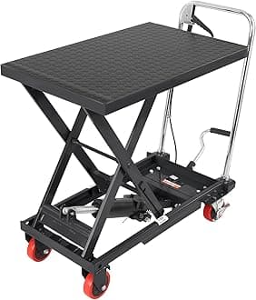 VEVOR TF23 Hydraulic Lift Table Cart, 500lbs Capacity 28.5" with 4 Wheels and Non-Slip Pad, for Material Handling and Transportation, Black