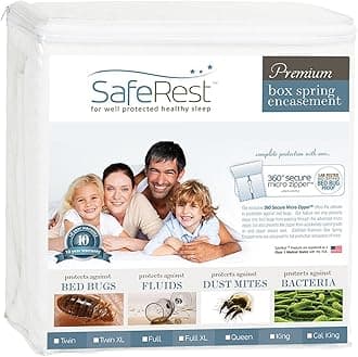 SafeRest Premium 9" Thick Box Spring Encasement - Waterproof - Breathable, Noiseless and Vinyl Free - Fits Up to 9" - FullXL