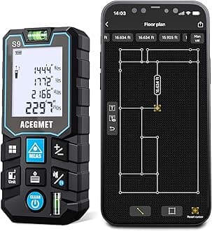 ACEGMET Laser Measure with Phone App, 229ft/70m Laser Measurement Tool with 2 Bubble Levels, Bluetooth, LCD Backlit Display, IP54 Waterproof, Pythagorean Mode for Distance, Area, Volume