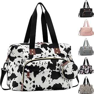 Tenot Diaper Bag Tote with Pacifier Case, Baby Bag for Women with Shoulder Straps, Travel Diaper Tote for for Mom and Dad Medium Size, Cow Print