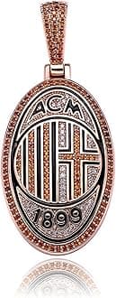 Official Football Team Pendant – 18K Gold Plated Silver Sterling 925 Pendant Badge Necklace with Cubic Zirconia Diamonds | ICED OUT | | Hip Hop| for Men & Women – Premium Football/Soccer Fan Gift – Engraved Logo | International Football League