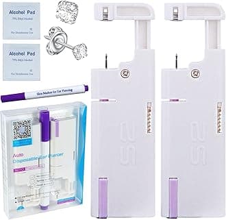 Firstomato 2PCS Disposable Ear Piercing Kit Aseptic Ear Piercing Gun Self Use Ear Piercings Kit Cartilage Piercing Gun with Hypoallergenic Earrings（3mm 4-prongs crystal)