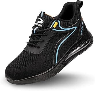 Hogent Steel Toe Shoes for Men Women Safety Work Sneakers Indestructible Comfortable Lightweight Breathable Construction Sneakers Anti Smashing Puncture Proof Air Cushion