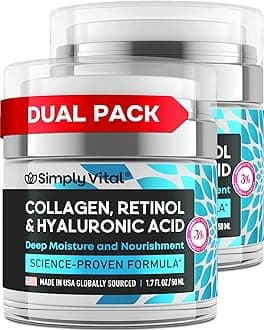 Anti-Aging Face Moisturizer with Retinol, Collagen & Hyaluronic Acid - Made in USA - Moisturizer Face Cream for Women & Men - Firming & Hydrating Neck Cream - Day & Night Skin Care - 2-Pack