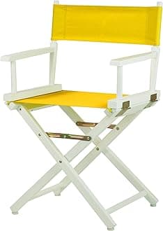 Casual Home 200-01/021-34 18" White Frame-Gold Canvas Director Chair Classic Height, WhiteFrame