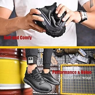 ulogu Steel Toe Shoes for Men Women Waterproof Comfy Non Slip Safety Work Sneakers
