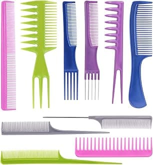 Oneleaf 10PCS Hair Stylists Professional Styling Comb Set Variety Pack Great for All Hair Types & Styles-Colorful