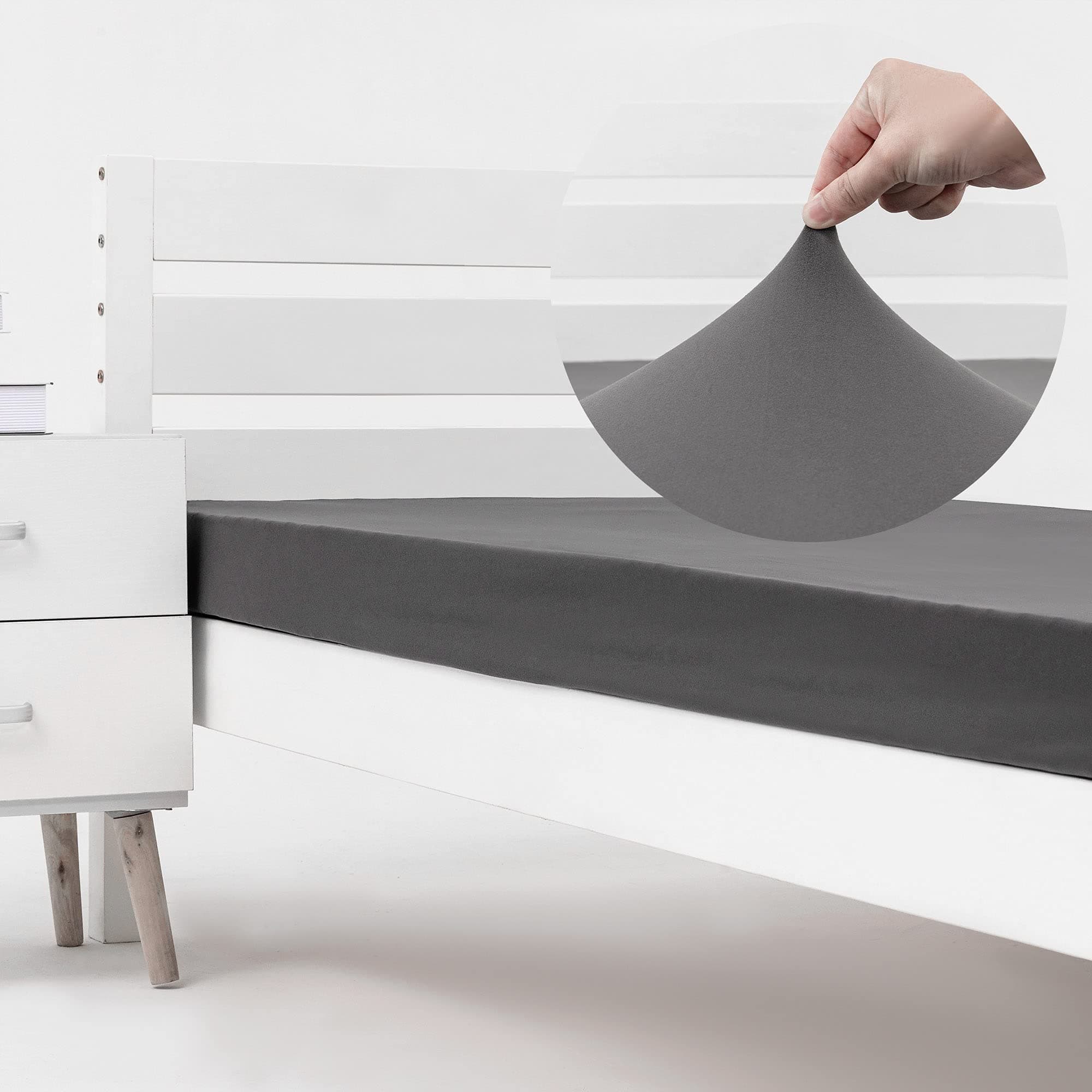 Cot Size Fitted Sheet Only - Stay Put Tightly, Soft Jersey Knit Sheet for RV Camper Bunks, Stretch to Fit 28x72(75), 30(31) x75 - Dark Gray, Bunk/Cot Twin