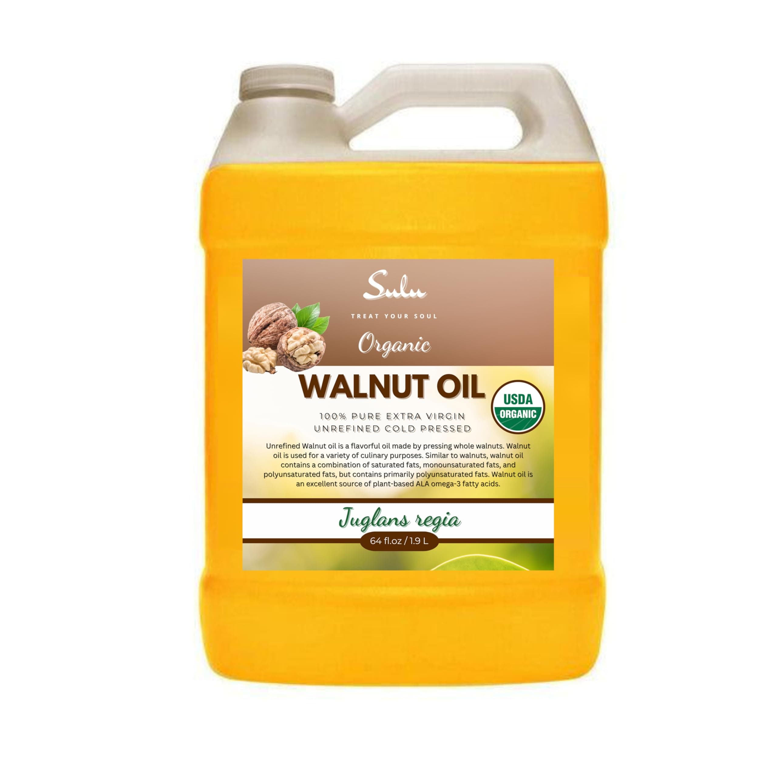 64 FL.OZ-100% Pure Extra Virgin Unrefined Cold Pressed Walnut Oil - DEEP GOLDEN