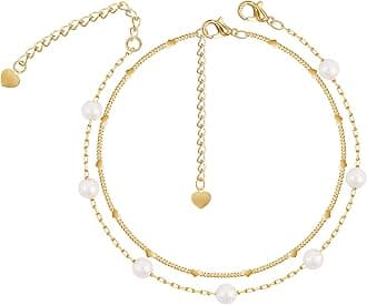 Pearl Bracelets for Women, Gold Plated Layered Pearl Bracelets for Women Waterproof, Jewelry