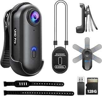 SHPTDJTIC H88 4K Body Cameras with Audio & Video Recording - Waterproof Body Camera 4K, Magnetic & 360° Clip, 120-Min Battery for Cycling, Pet Walking (4K-Basic-128G)