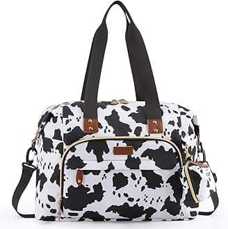 Tuwubi Diaper Bag Tote,Baby Diaper Bag with Pacifier Case Large Travel Diaper Tote Caddy for Mom and Dad Multifunction Large Baby Bag - Cow Print