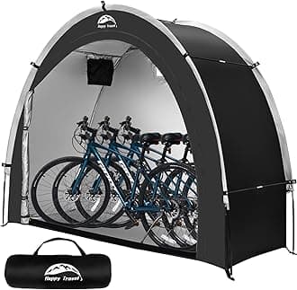 Happy Travel Bike Storage Shed Tent,Outdoor Portable Bicycle Storage Sheds with 210D Oxford Fabric PU4000 Waterproof for 2/3/4/6/8 Bikes,Bike Covers Shelter for Motorcycle,Garden Tools,Toys,Lawn Mower