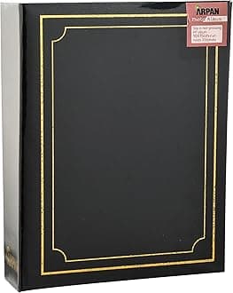 Photo Album 6x4 by Arpan – Slip-In Photo Album Book with Writing Space | Holds 200 Photos, Family Album with Memo Area | 6x4 Photo Albums for Events, Travel & Memories – (Black)