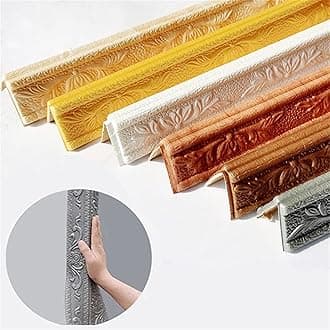 7.5ft Crown Molding Trim Self Adhesive Wall Edging Strip, Flexible Thick Ceiling Molding Peel off & Stick, Baseboard Foam Wall Trim Wallpaper Border for Mirror Edge Home Decor(Color:Silver grey)