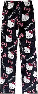 CVKOLOKCartoon Pajamas Pants for Women Girls Cute Cat Print Flannel Sleep Bottoms Halloween Christmas Sleepwear