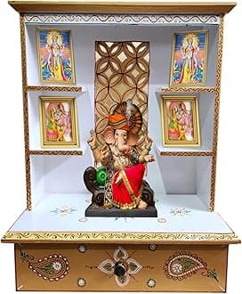 Kamdhenu art and craft Wooden Temple/Home Temple/Pooja Mandir/Pooja Mandap/Temple S4 (G)