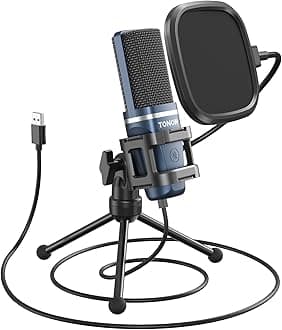 TONOR USB Gaming Microphone, Computer Condenser PC Mic with Tripod Stand & Pop for Streaming, Podcasting, Vocal Recording, Compatible with iMac PC Laptop Desktop Windows Computer, TC-777
