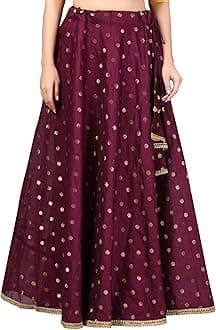 Studio Shringaar Women's Polyester Readymade Chanderi Silk Long Skirt Lahenga