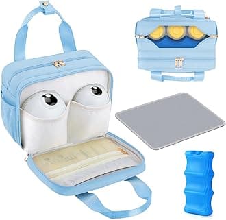 PIIOSER Breastmilk Cooler Travel Bag with Ice Pack, Compatible with Wearable Breast Pumps & Accessories - Portable Hands Free Breast Pump Carrying Case for Nursing & Working Moms, Blue