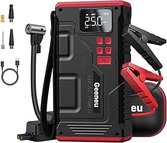 Car Jump Starter with Air Compressor - Geeneu Portable 3500A Car Battery Jumper Starter with 150PSI Digital Tire Inflator (9.0L Gas/7.5L Diesel), 12V Battery Pack Booster Jump Box