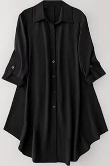 Women's Shirt Dress | Knee Length Dresses | Loose Fit | Button-Down | 3/4 Sleeve | Vacation Outfit (Pack of 2 | Value Pack)