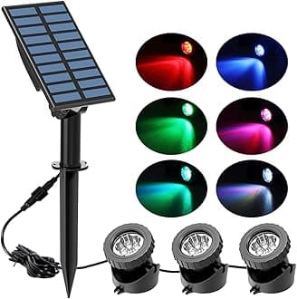Solar Pond Lights, Submersible Pond Light with 3 Lamps 18 LEDs Landscape Spotlight Underwater Lights IP68 Waterproof Amphibious Lighting Light for Garden,Outdoor(Long Press 3S to Turn on)