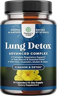 Lung Detox Mullein Leaf Capsules - Purifying Mullein Lung Cleanse Complex with NAC Quercetin & Cordyceps Extracts - Leaf Herb Respiratory Supplement for Sinus Immunity & Breathing Support 30ct