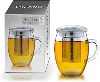Tea Glass with Stainless Steel Infuser and Glass Lid - 14oz (400ml)