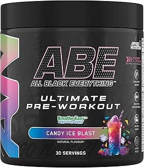 Applied Nutrition ABE Pre Workout - All Black Everything Pre Workout Powder, Energy & Physical Performance with Citrulline, Creatine, Beta Alanine (375g - 30 Servings) (Candy Ice Blast)