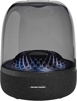 Aura Studio 4 - Premium Bluetooth Home Speaker with Superior Sound, Diamond-Effect Lighting, and Eco-Friendly Design, HKAURAS4BLKUK, Black