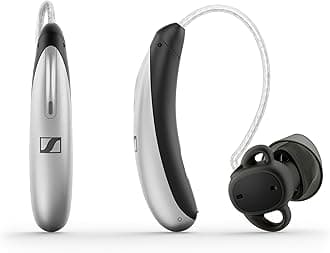 Sennheiser All-Day Clear Slim - OTC Self-Fitting Hearing Aid for Mild to Moderate Hearing Loss - All-Day Wear & Bluetooth - Gray, Black