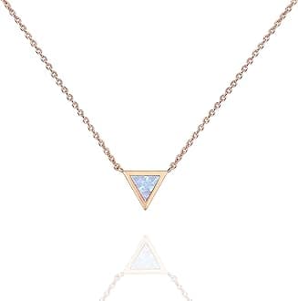 PAVOI 14K Gold Plated Opal Pendant Necklaces for Women | Created Opal Cubic Zirconia Dainty Necklace | Butterfly Round Triangle Antler Bar Pendants