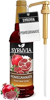 Pomegranate Syrup, Flavored Syrup for Drinks, Cocktails, Lemonades, Iced Teas, and Desserts – 25.4 fl oz, With Pump