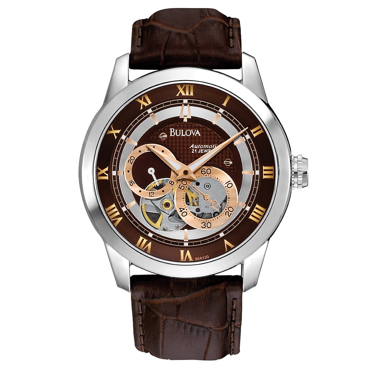 Men's Classic Sutton 4-Hand Automatic Watch, 24-Hour Sub Dial, Open Aperture, Self-Winding, Exhibition Caseback, Double Curved Mineral Crystal, Luminous Hands, 42mm
