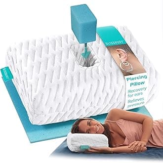 BLISSBURY Mini Ear Pillow | Ear Piercing Pillow for Side Sleeping | Travel Friendly CNH Pillow with Ear Hole | Soothing Hole for Ear Pain | Piercing Health & Ear Recovery for Side Sleepers | Donut Ear
