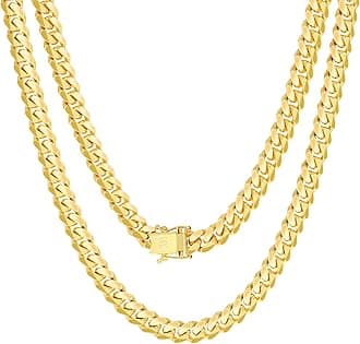Nuragold 14k Real Yellow Gold Solid Miami Cuban Link 7mm Chain Necklace (20"-30") Italian Jewelry for Men