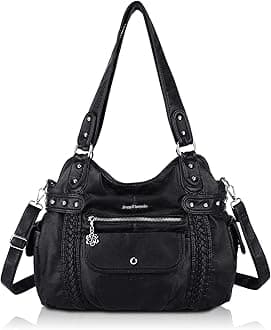 Angel Barcelo Hobo Fashion Handbags Women Spacious Shoulder Bags Washed Leather Shoulder Bag