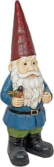 ZKD100 Jumbo Size Gnome with Bird Decor, Whimsical Gnome Statue for Patio & Garden, 48" H, Multicolor