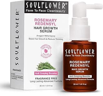 Soulflower Rosemary Redensyl Hair Growth Serum | 3% Redensyl, 4% Anagain, Melanogray, Caffeine, Biotin, Keratin, Tea Tree, Chia Seeds, Rice Water | Men, Women | 30 ml