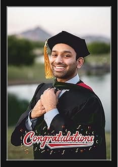 Mad Masters Congratulations Customized Wood Wall Mount Rectangular Photo Frames 30 X 20 Cm With Photo Upload, Personalised Gift For Graduation, Convocation, Achievement (Congratulations), Black