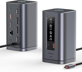 Baseus Docking Station Spacemate Series 11-in-1 Docking Station 3 Monitors with 2 x HDMI 1 x DP 4K @ 60Hz, 3 x USB-A/C 10 Gbps, 1 Gbps Ethernet, 100 W PD, Compatible with Laptop